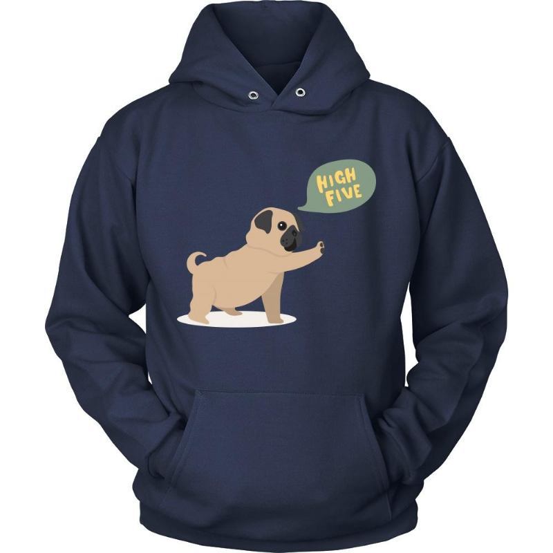 Bluza Z Kapturem Z Napisem `` High Five Fat Pug ''